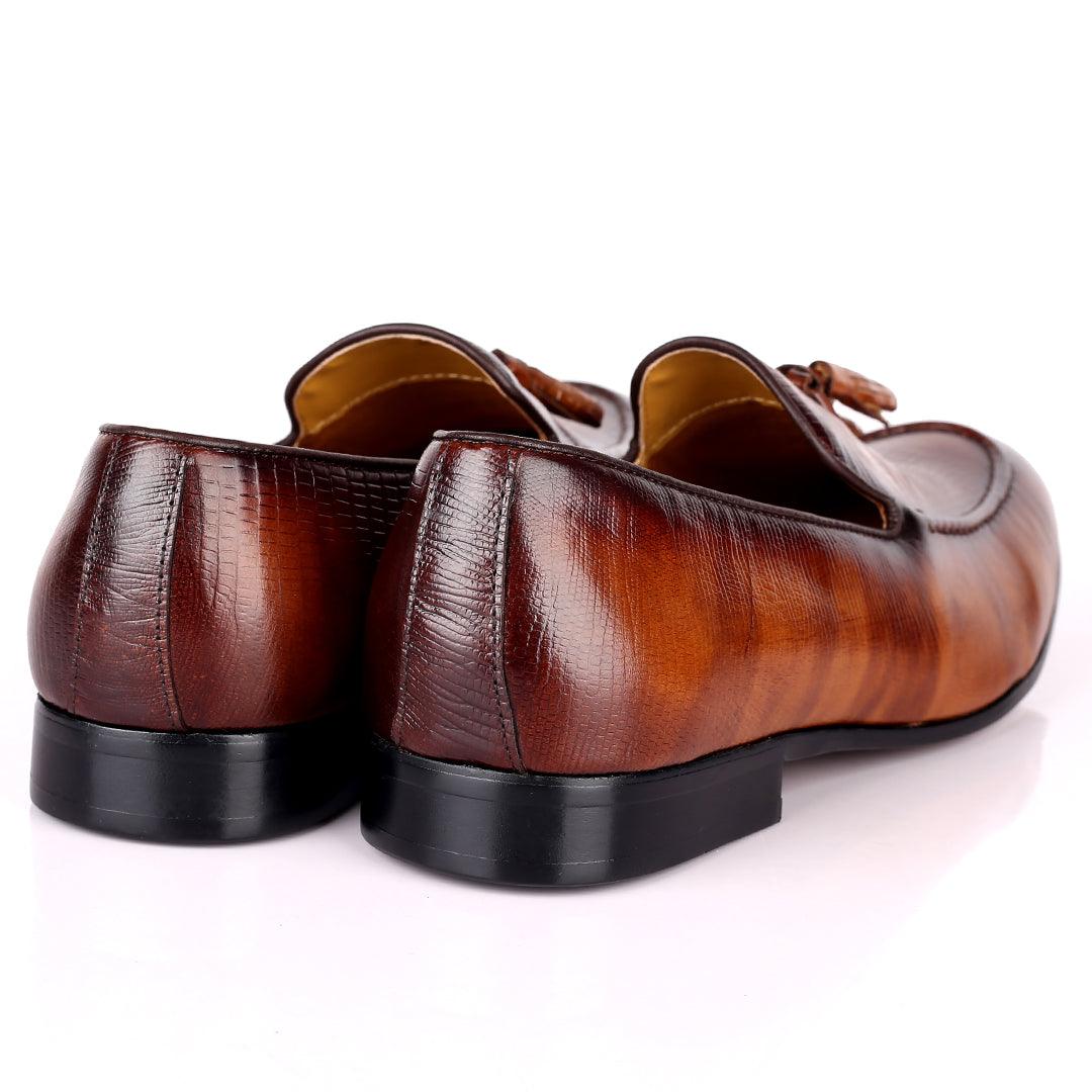 J.M Weston Coffee Half Croc Leather With Font Tassel Design - Obeezi.com