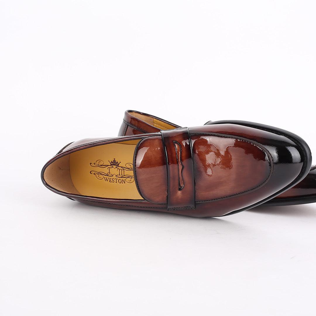 J.M Weston Executive Men's Glossy Brown Shoe - Obeezi.com