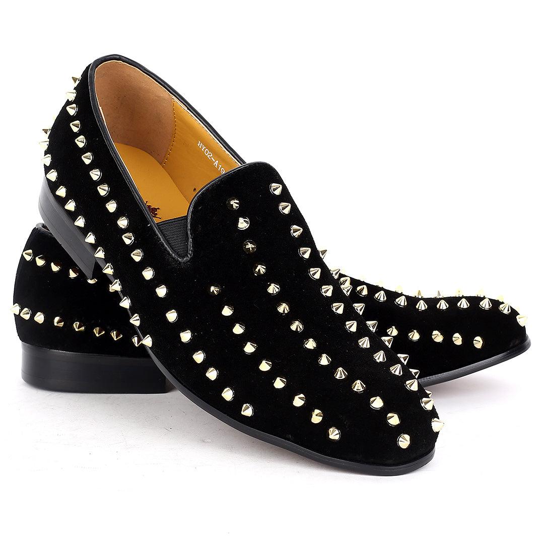 J.M Weston Exquisite Full Spike Designed Swede Shoe - Black - Obeezi.com