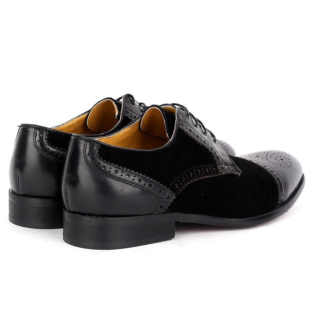 J.M Weston Exquisite Perforated Swede and Leather Black Lace Shoe - Obeezi.com
