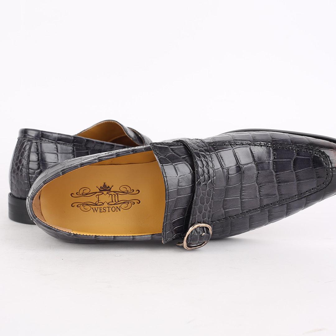J.M Weston Full Croc Leather Belt designed Shoe - Obeezi.com