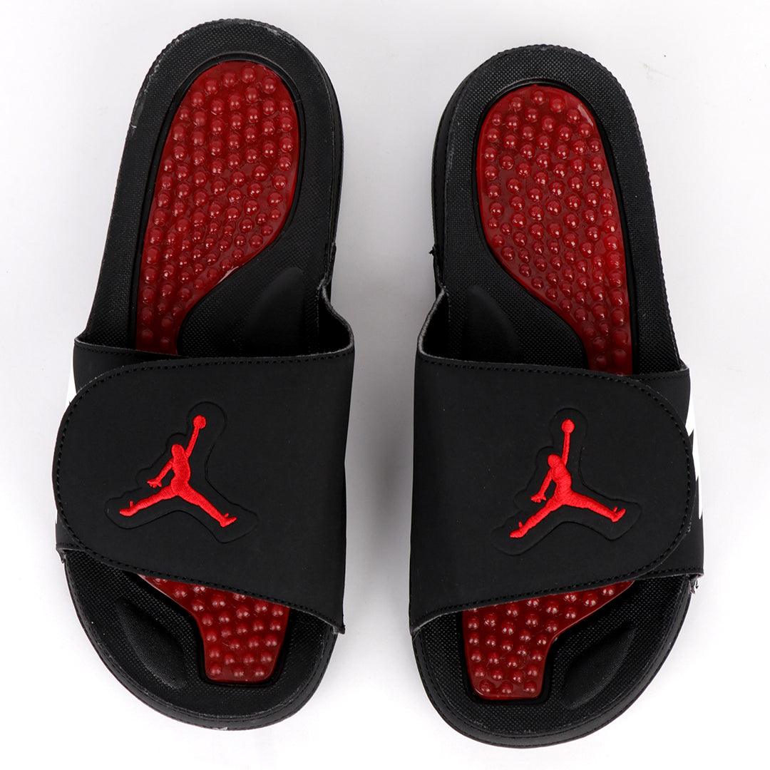 JD Hydro VRetro All Black With Red Logo Men's Slide - Obeezi.com