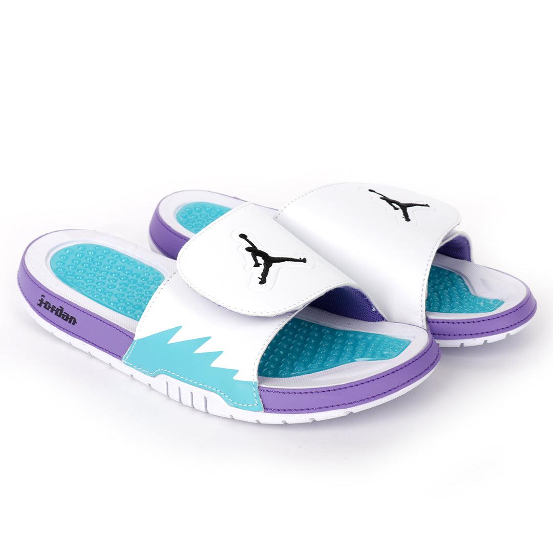 JD Hydro VRetro Purple And White DesignedMen's Slide - Obeezi.com