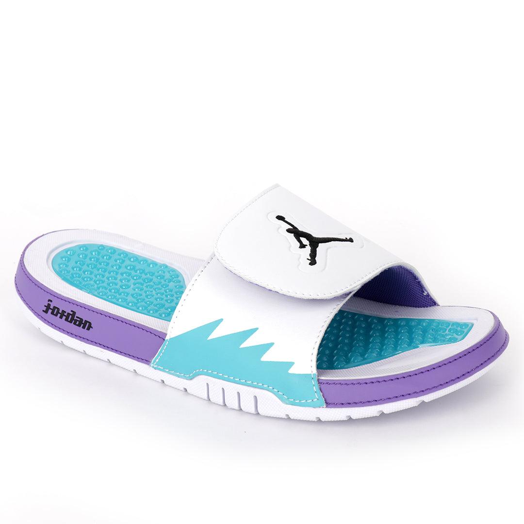 JD Hydro VRetro Purple And White DesignedMen's Slide - Obeezi.com