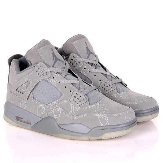 JD Kaws 4 Retro Cool Grey Sneakers - Obeezi.com
