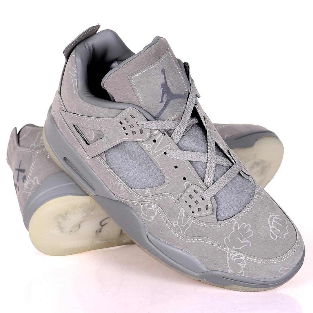 JD Kaws 4 Retro Cool Grey Sneakers - Obeezi.com