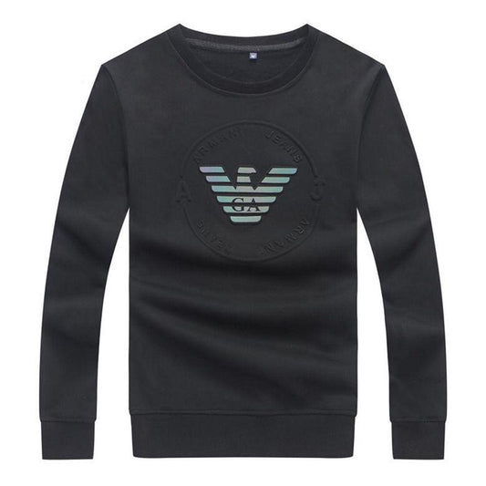 Jeans Men's Round Logo Sweatshirt-Black - Obeezi