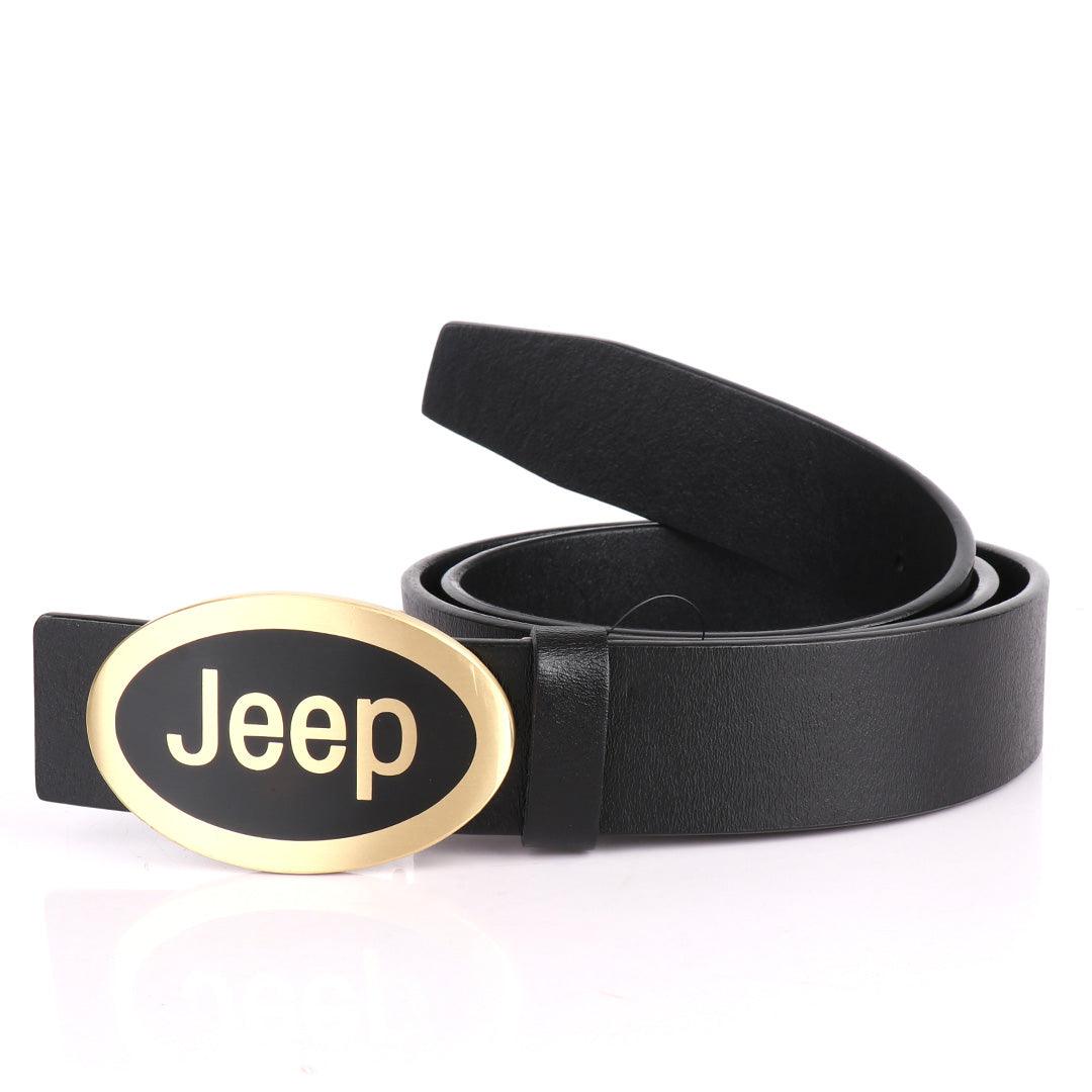 Jeep Men's Black Genuine Leather Black Belt - Obeezi.com