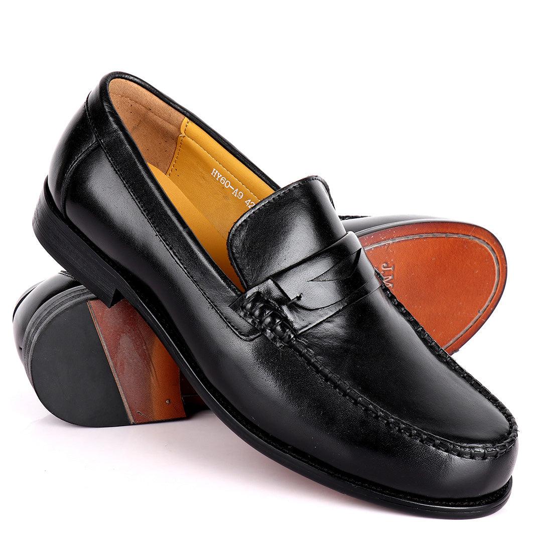 JM Weston Plain Designed Leather -Black - Obeezi.com