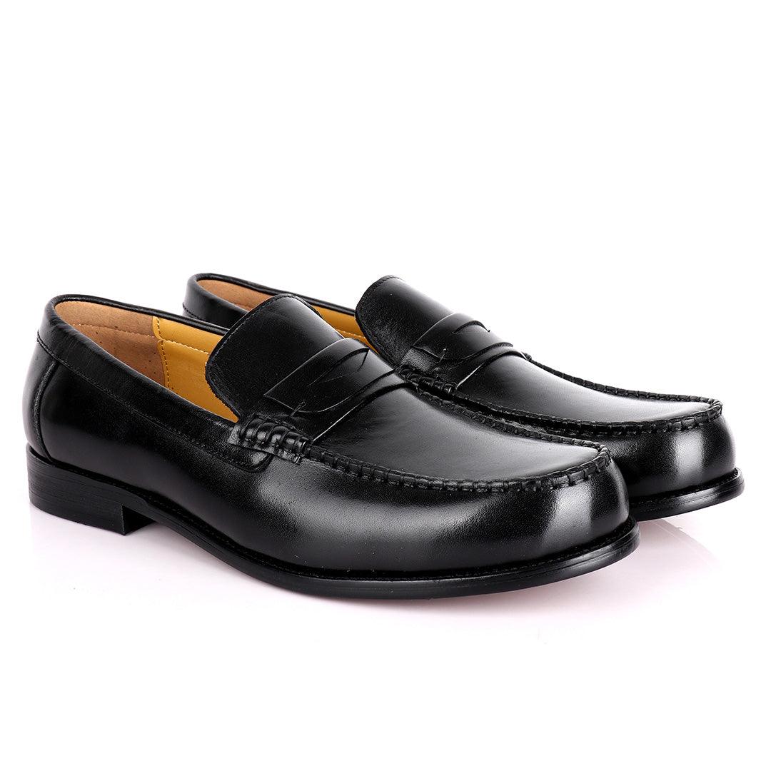 JM Weston Plain Designed Leather -Black - Obeezi.com