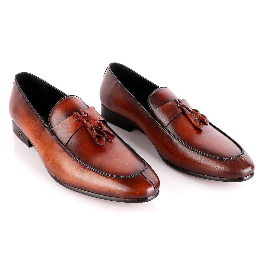 John Foster All round Brown Leather Tassel Loafer - Obeezi