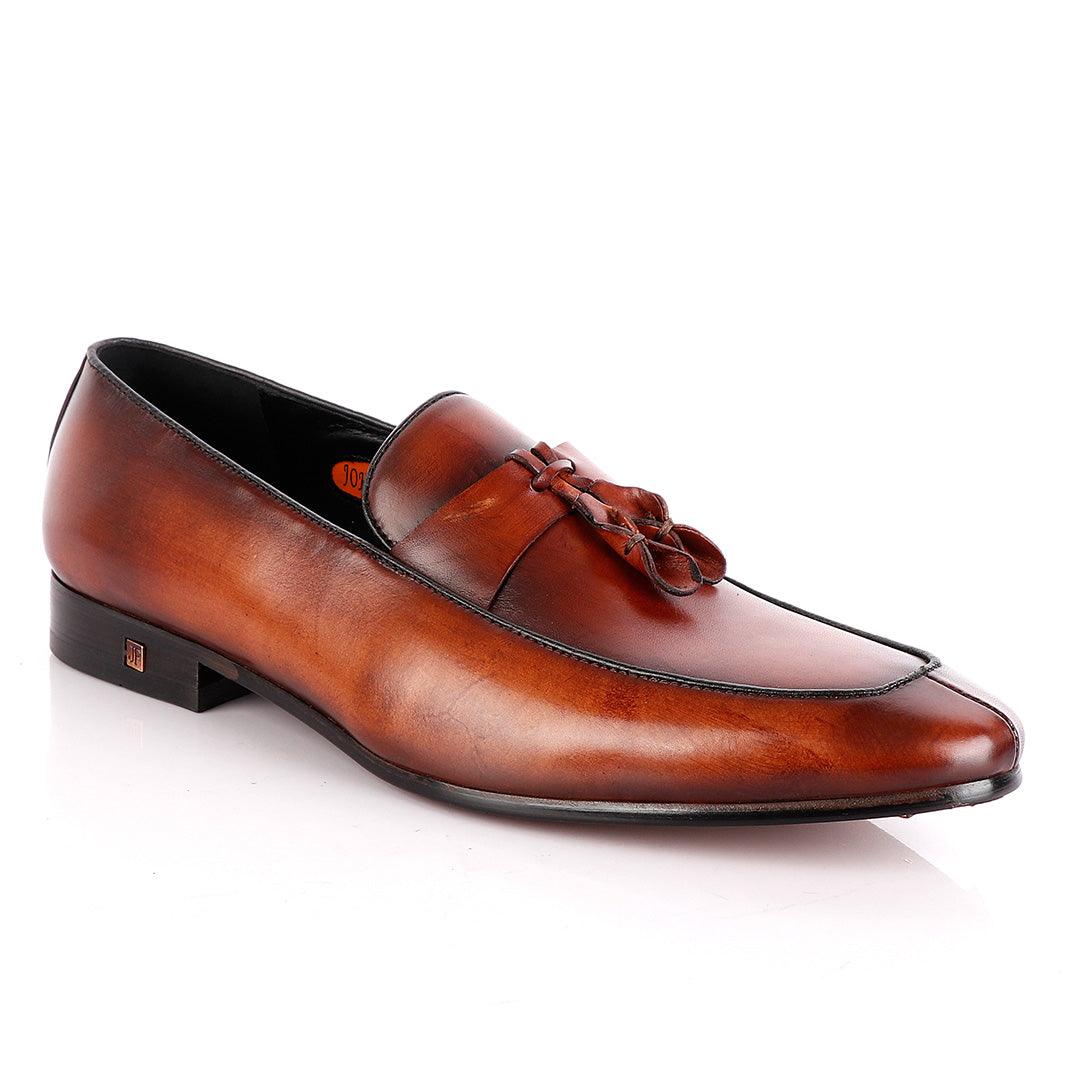 John Foster All round Brown Leather Tassel Loafer - Obeezi