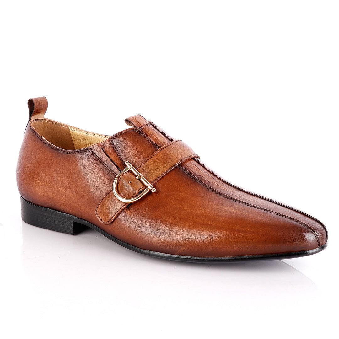 John Foster All round Brown Leather With Strap Shoe - Obeezi