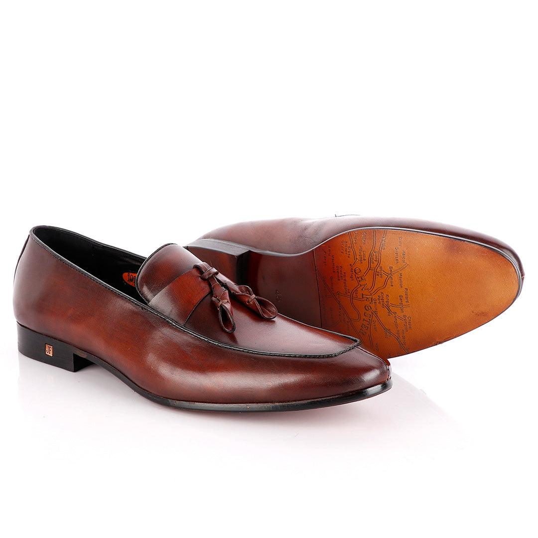 John Foster All round Coffee Leather Tassel Loafer - Obeezi