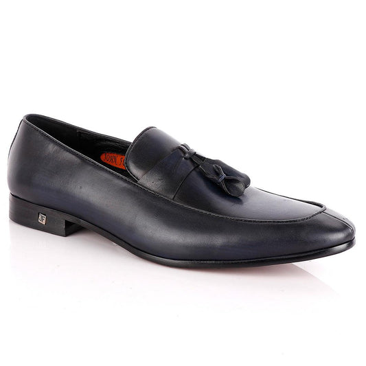 John Foster All round NavyBlue Leather Tassel Loafer - Obeezi