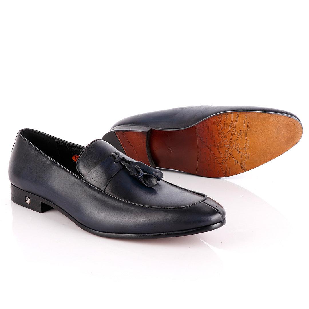 John Foster All round NavyBlue Leather Tassel Loafer - Obeezi