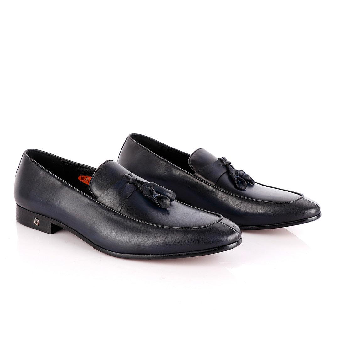 John Foster All round NavyBlue Leather Tassel Loafer - Obeezi