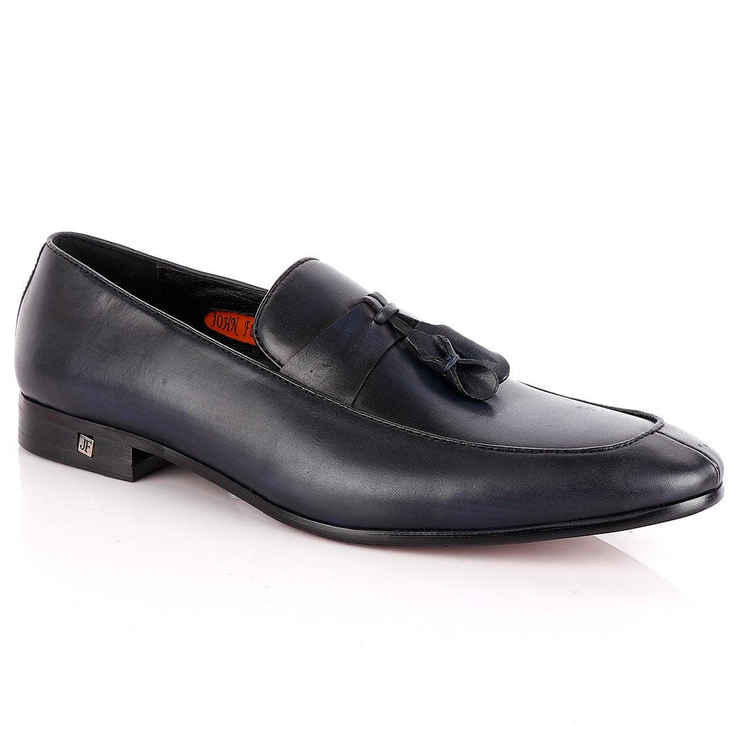 John Foster All round NavyBlue Leather Tassel Loafer - Obeezi