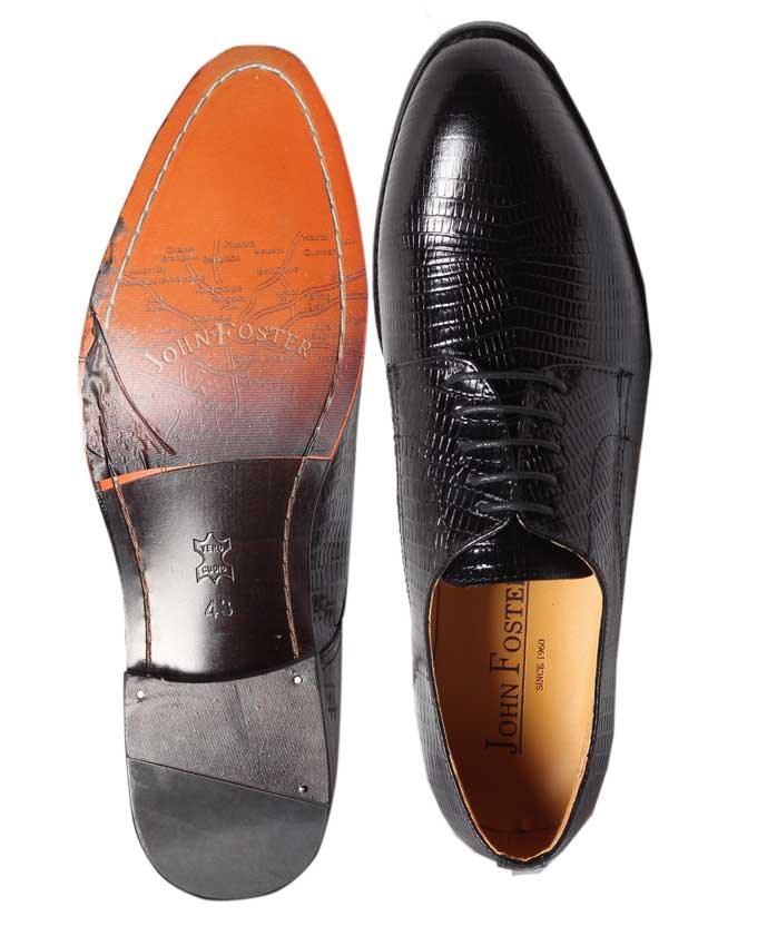 John Foster Black 5-Eyelet Woven Derby Lace Up Shoe - Obeezi