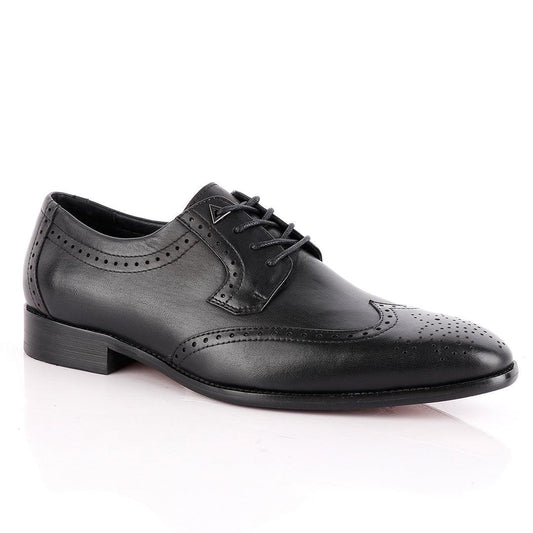John Foster Black Derby Lace Up Brogue Shoe - Obeezi
