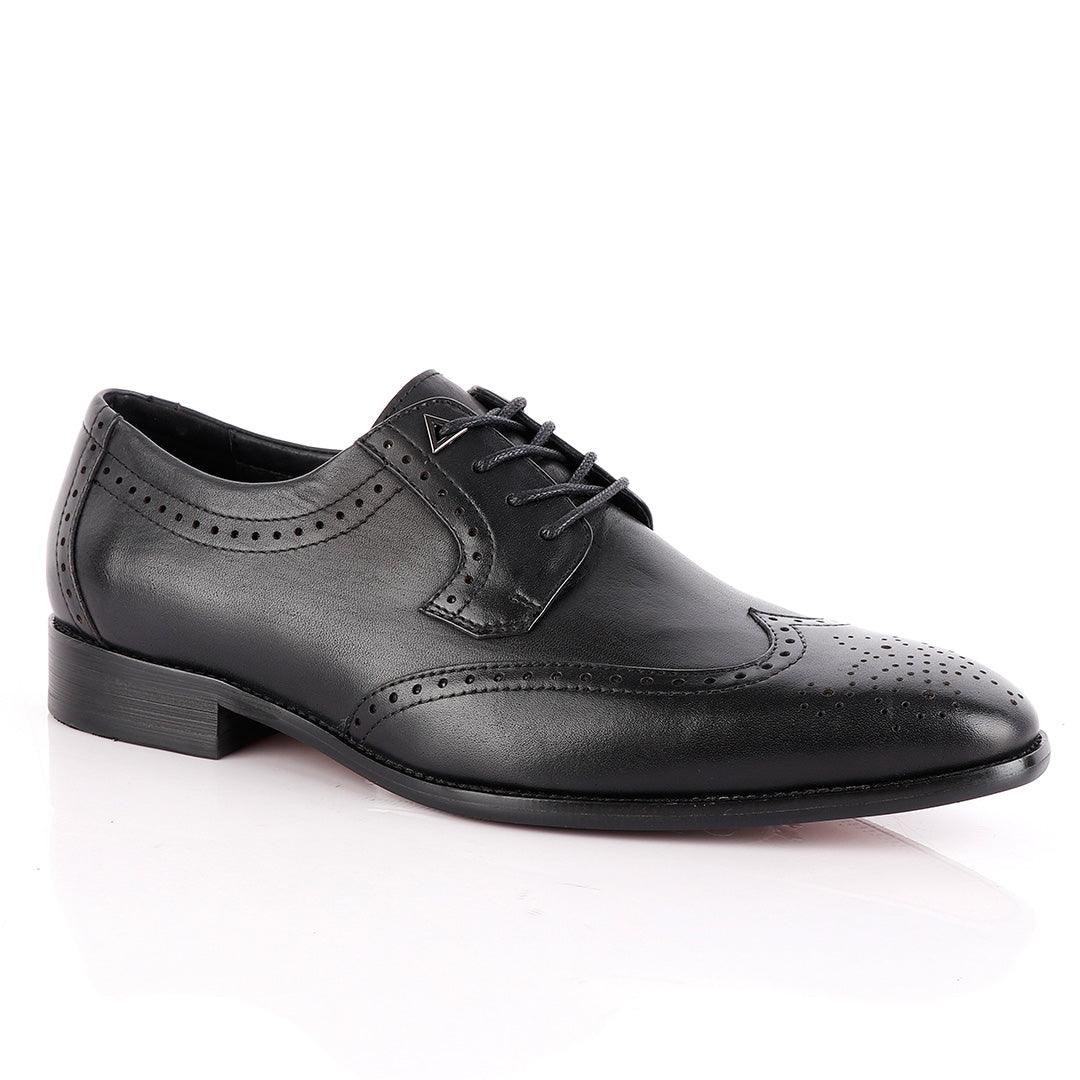 John Foster Black Derby Lace Up Brogue Shoe - Obeezi