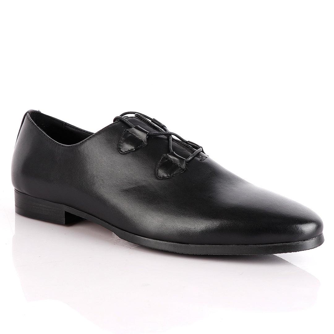 John Foster Black Half Croc Laceup Oxford - Obeezi