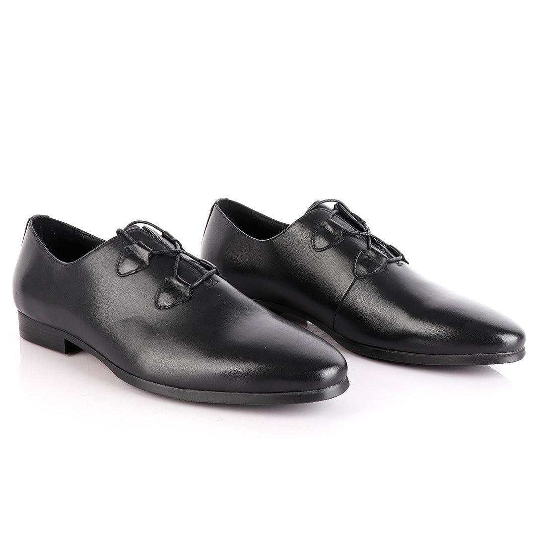 John Foster Black Half Croc Laceup Oxford - Obeezi