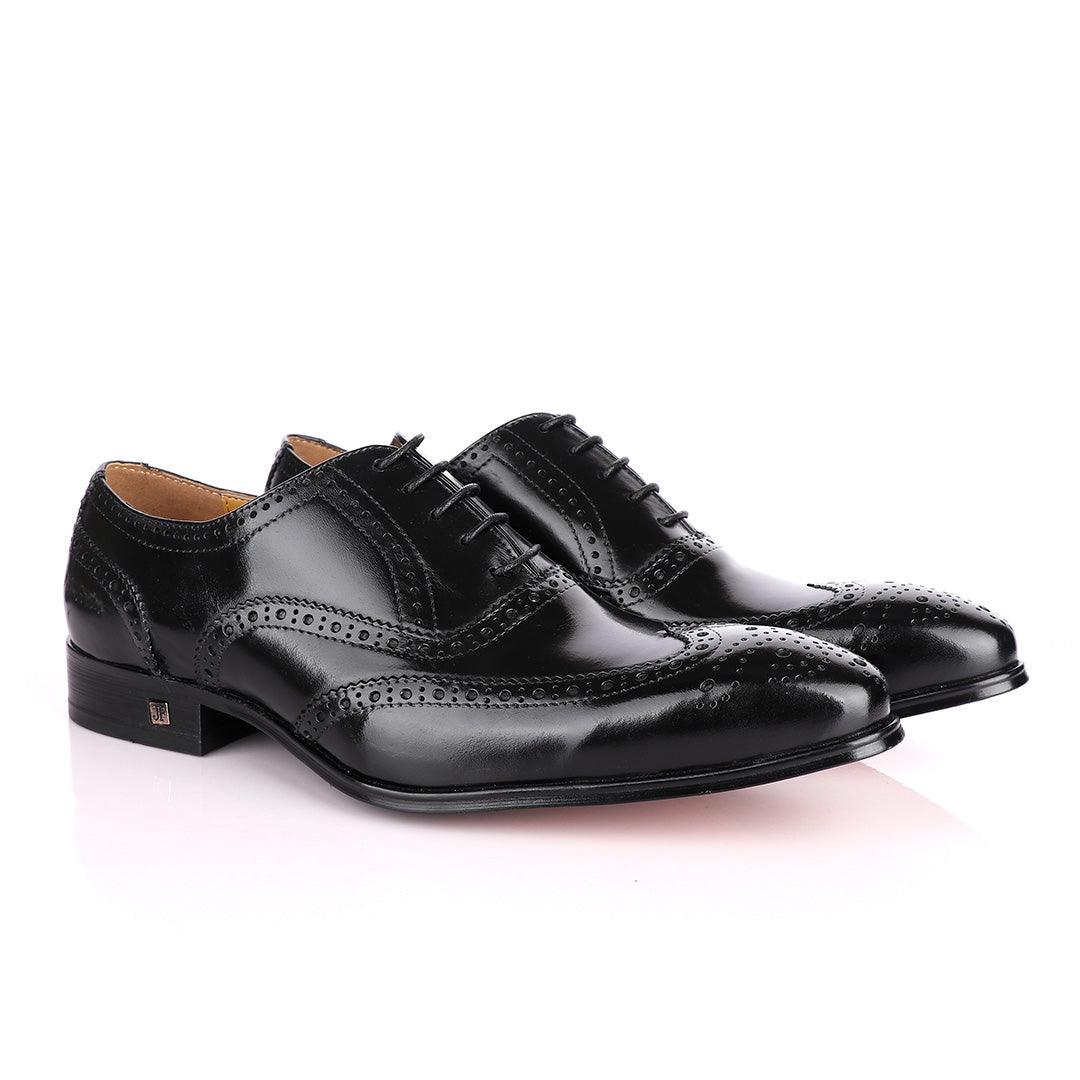 John Foster Black Oxford Brogues Shoe - Obeezi