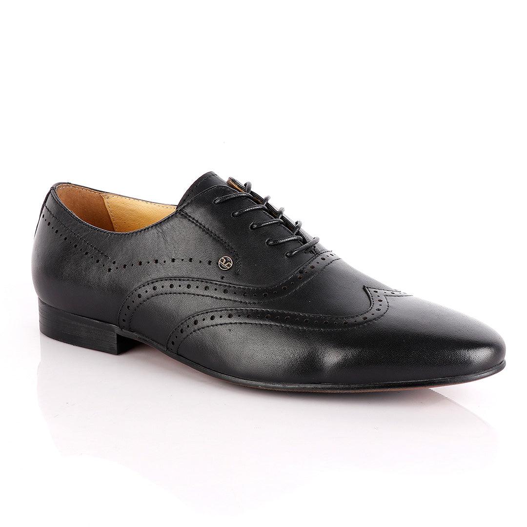 John Foster Black Oxford Lace Up Brogue Shoe - Obeezi