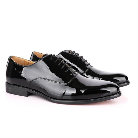 John Foster Black Patent Lace Up Wetlips Shoe - Obeezi