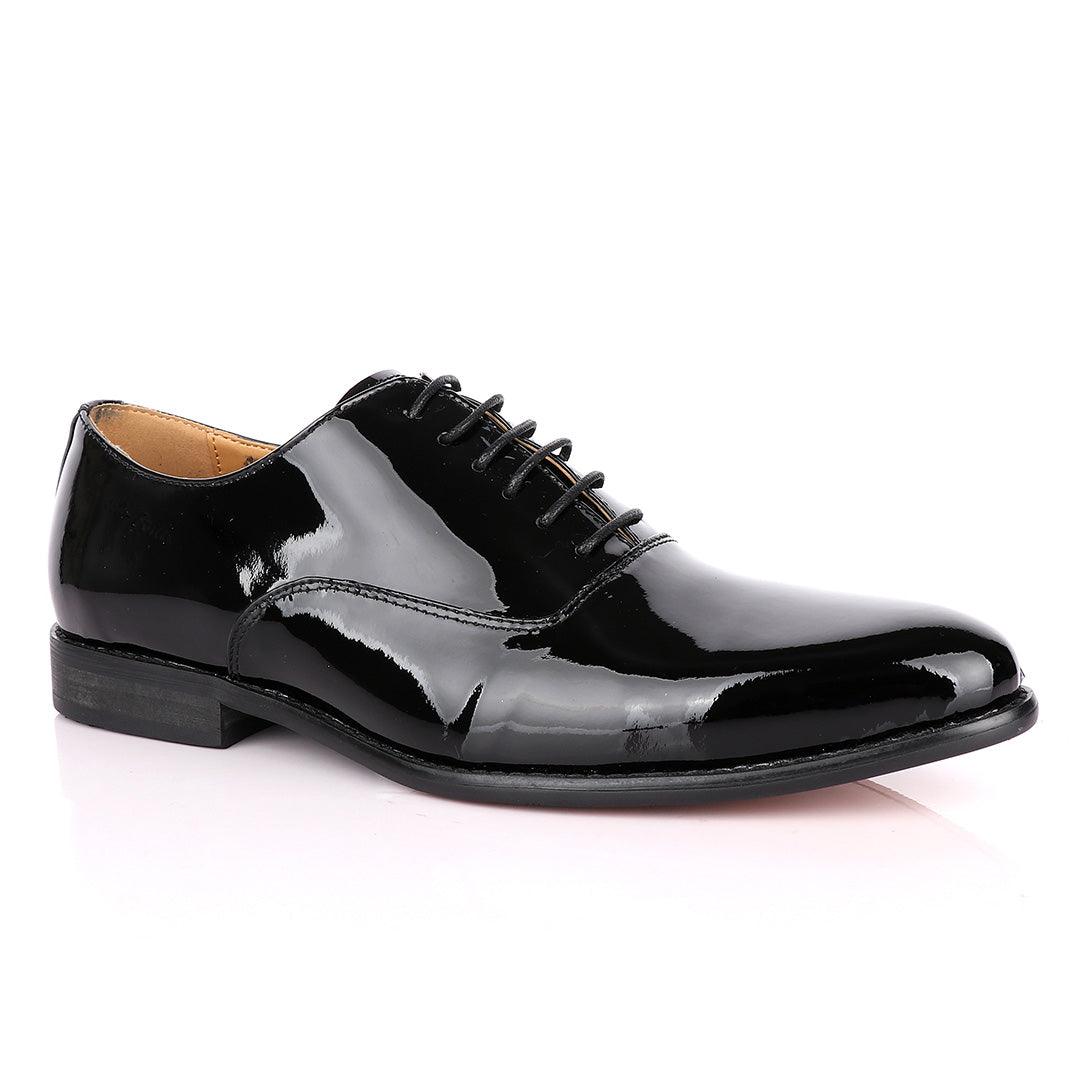 John Foster Black Patent Lace Up Wetlips Shoe - Obeezi