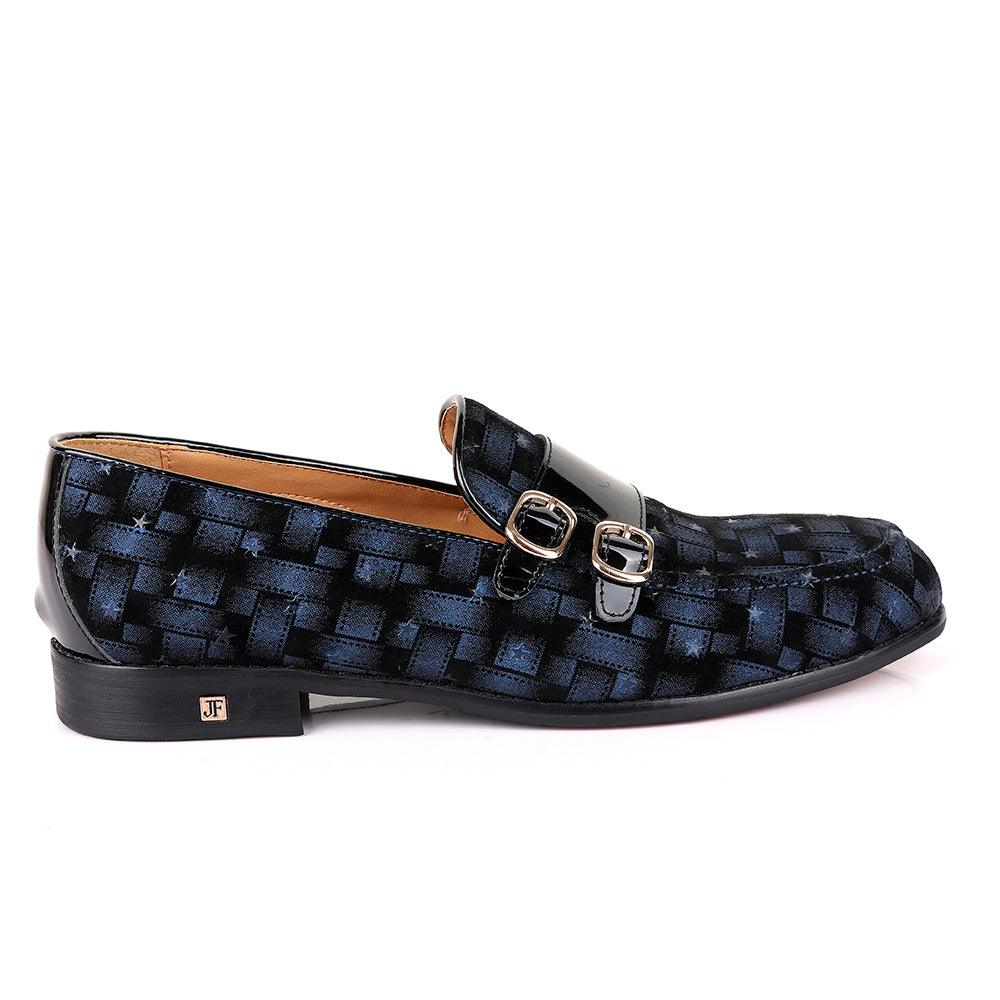 John Foster Block Double Monk Strap Blue Shoe - Obeezi