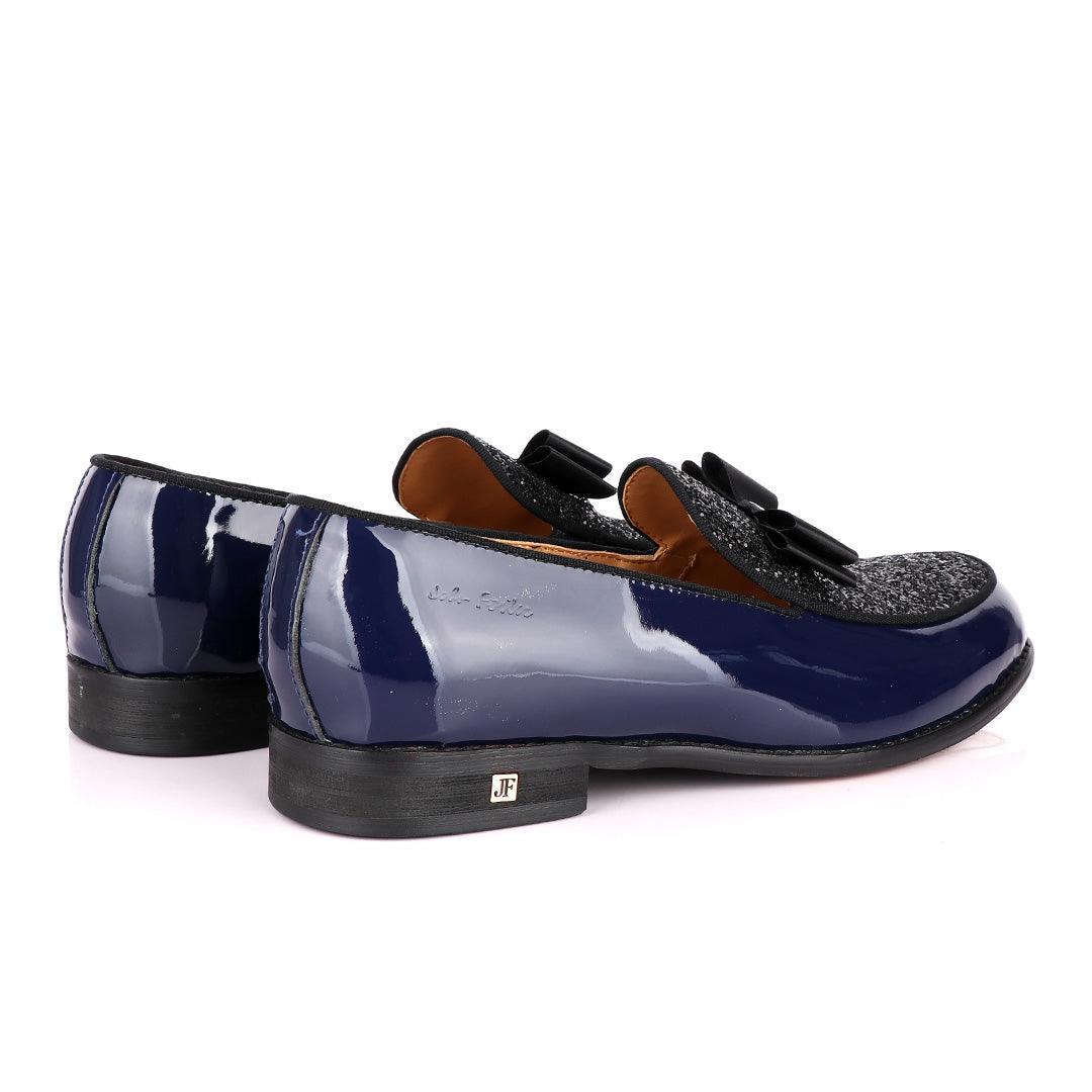 John Foster Blue Patent Bow Fringe with Glittering Stone Shoe - Obeezi