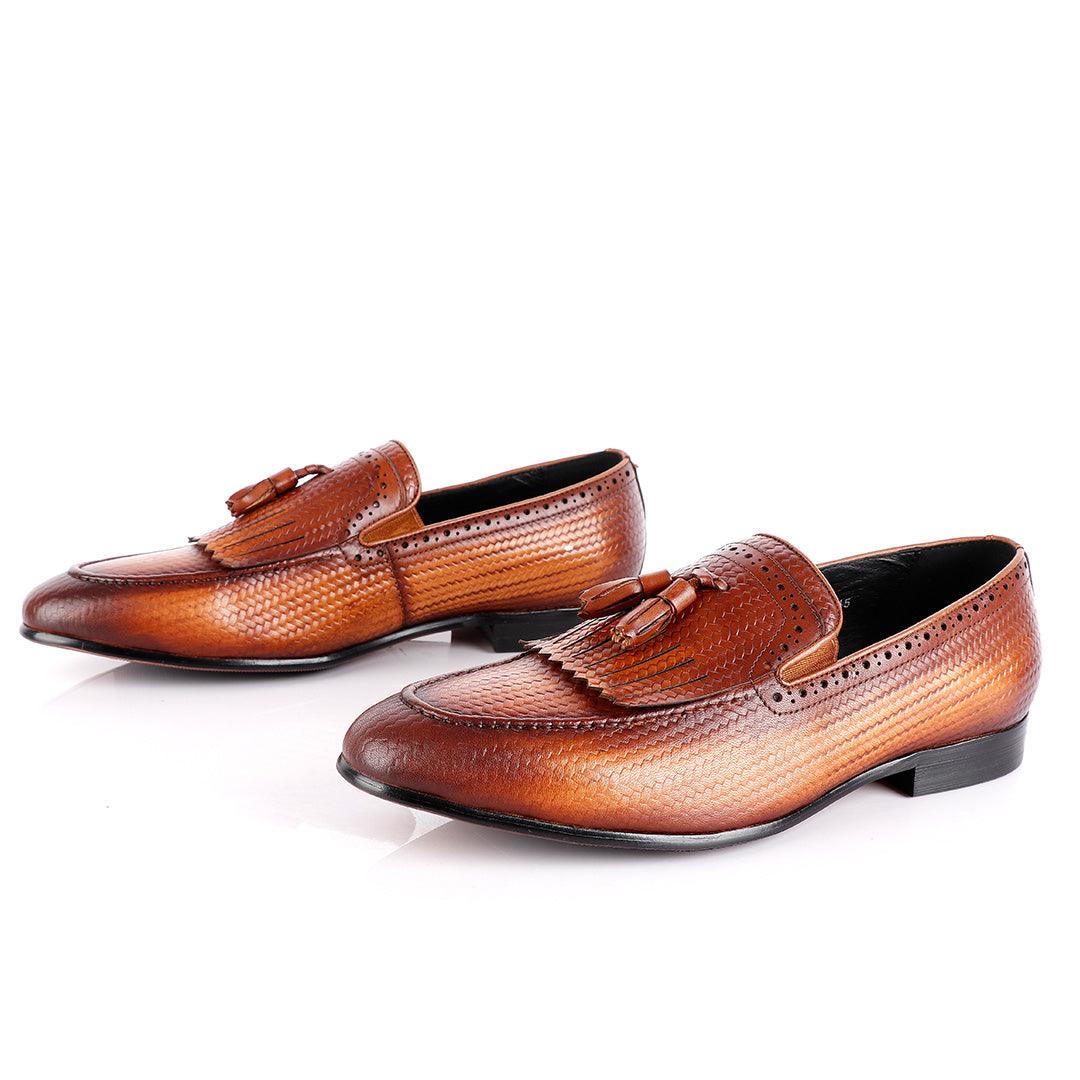 John Foster Brown All Croc Leather Tassel Shoe - Obeezi