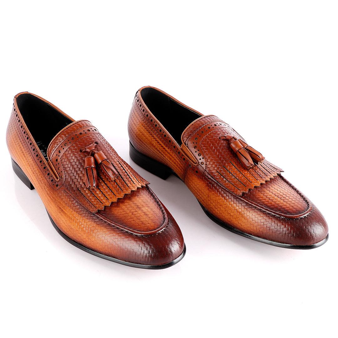 John Foster Brown All Croc Leather Tassel Shoe - Obeezi