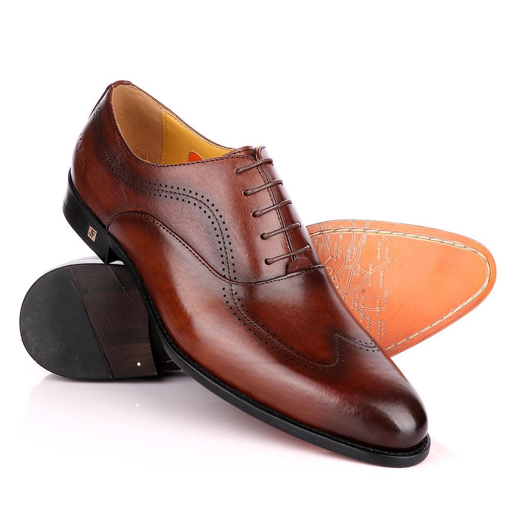 John Foster Brown Derby Lace Up Brogues Shoes - Obeezi