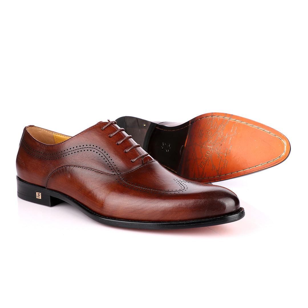 John Foster Brown Derby Lace Up Brogues Shoes - Obeezi