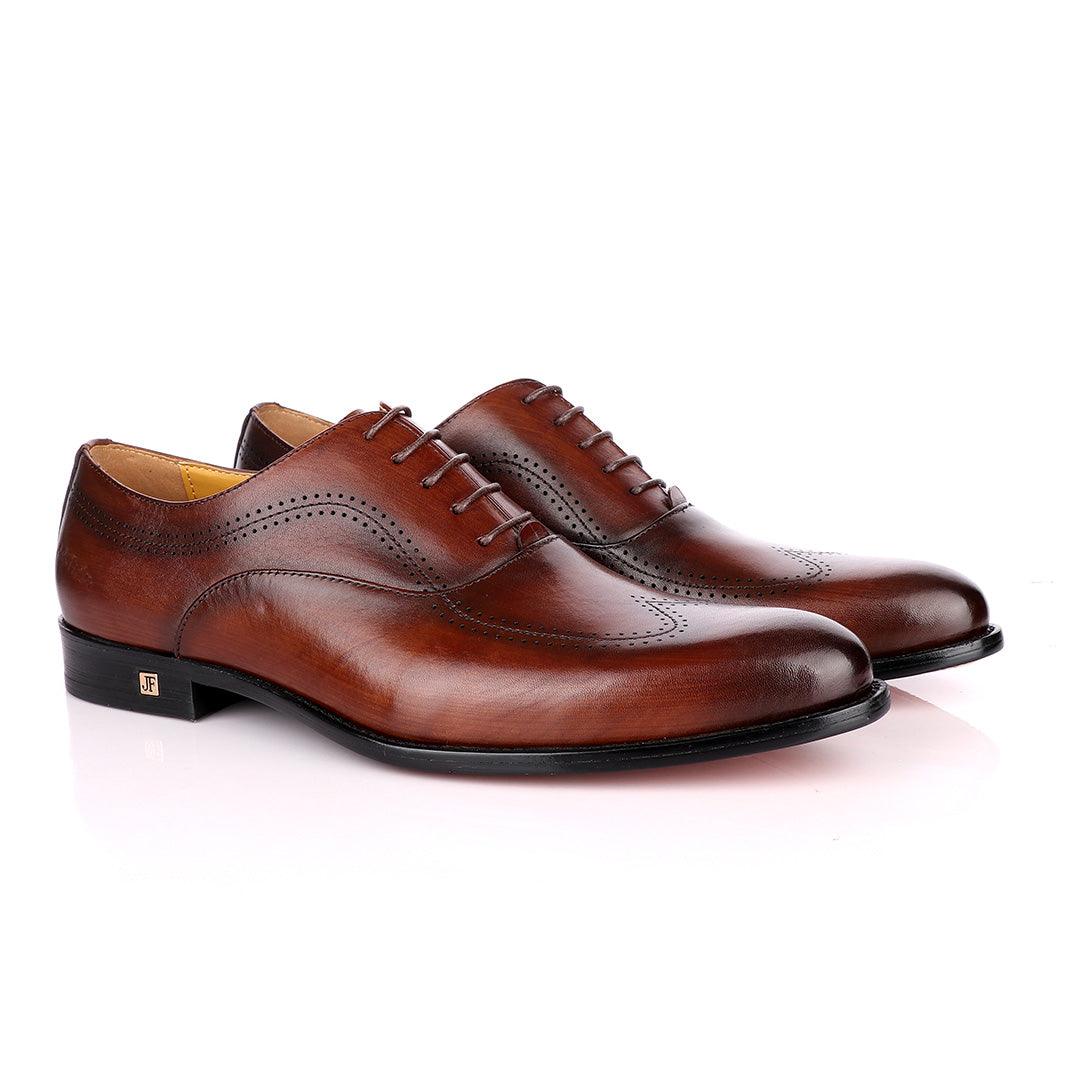 John Foster Brown Derby Lace Up Brogues Shoes - Obeezi