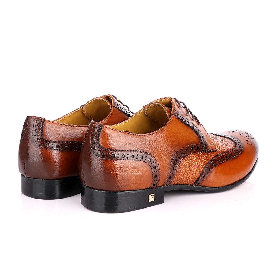 John Foster Brown Half Croc Oxford Brogues Shoe - Obeezi
