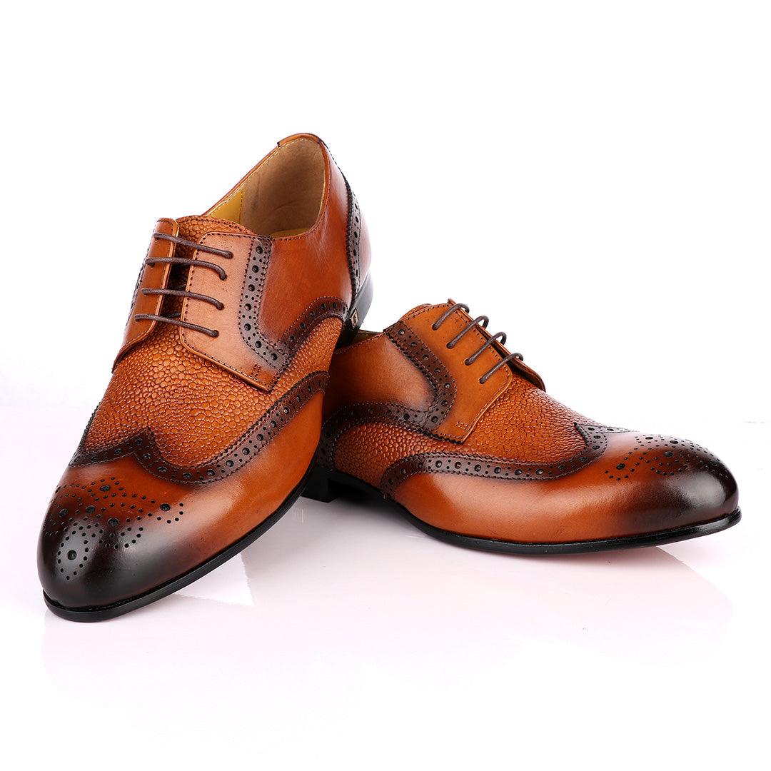 John Foster Brown Half Croc Oxford Brogues Shoe - Obeezi