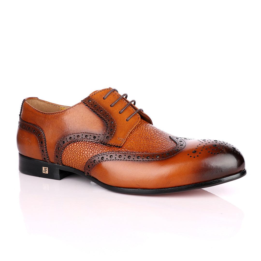 John Foster Brown Half Croc Oxford Brogues Shoe - Obeezi