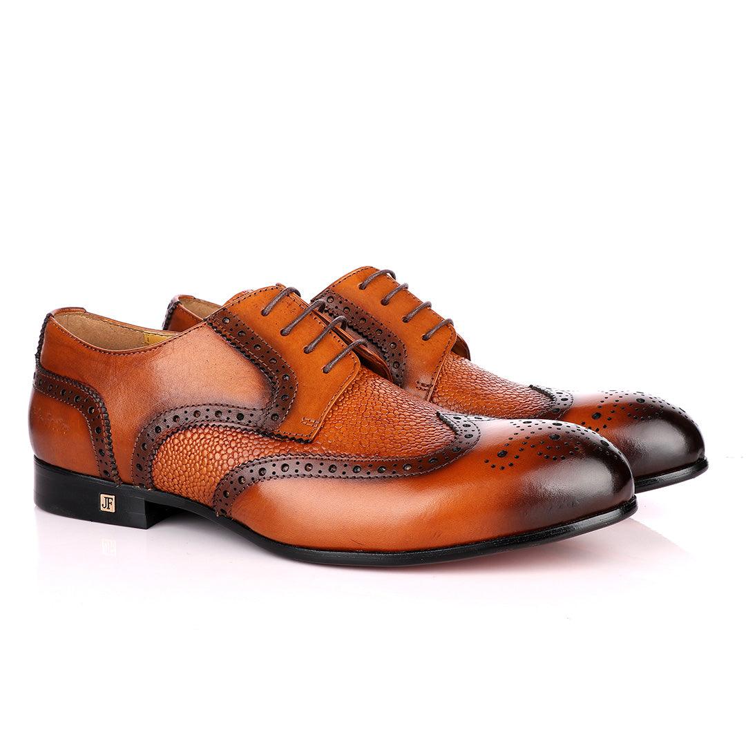 John Foster Brown Half Croc Oxford Brogues Shoe - Obeezi