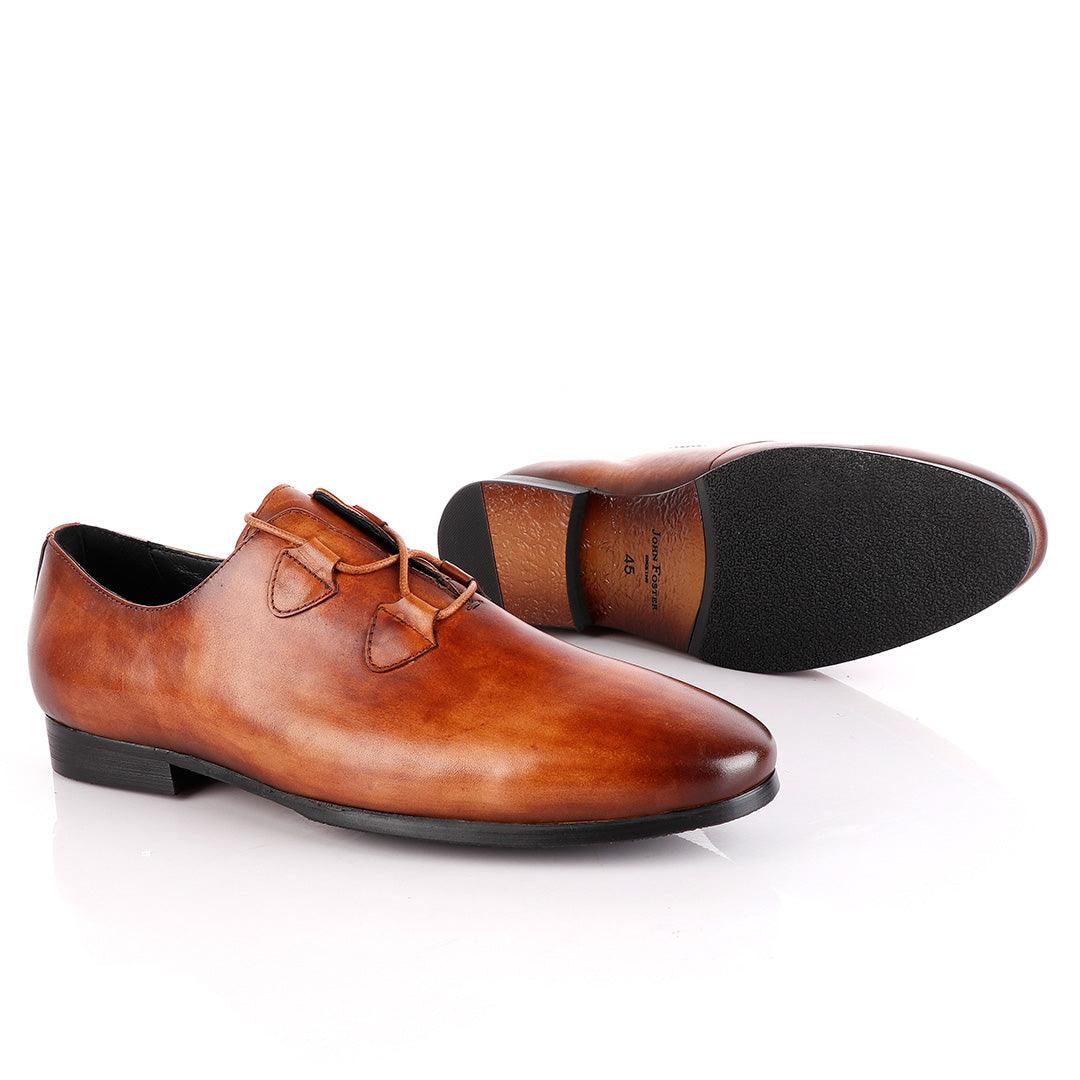 John Foster Brown Oxford Laceup Leather Shoe - Obeezi