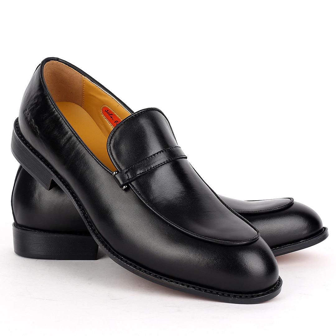 John Foster Classic Black Plain Men's Executive Shoe - Obeezi.com