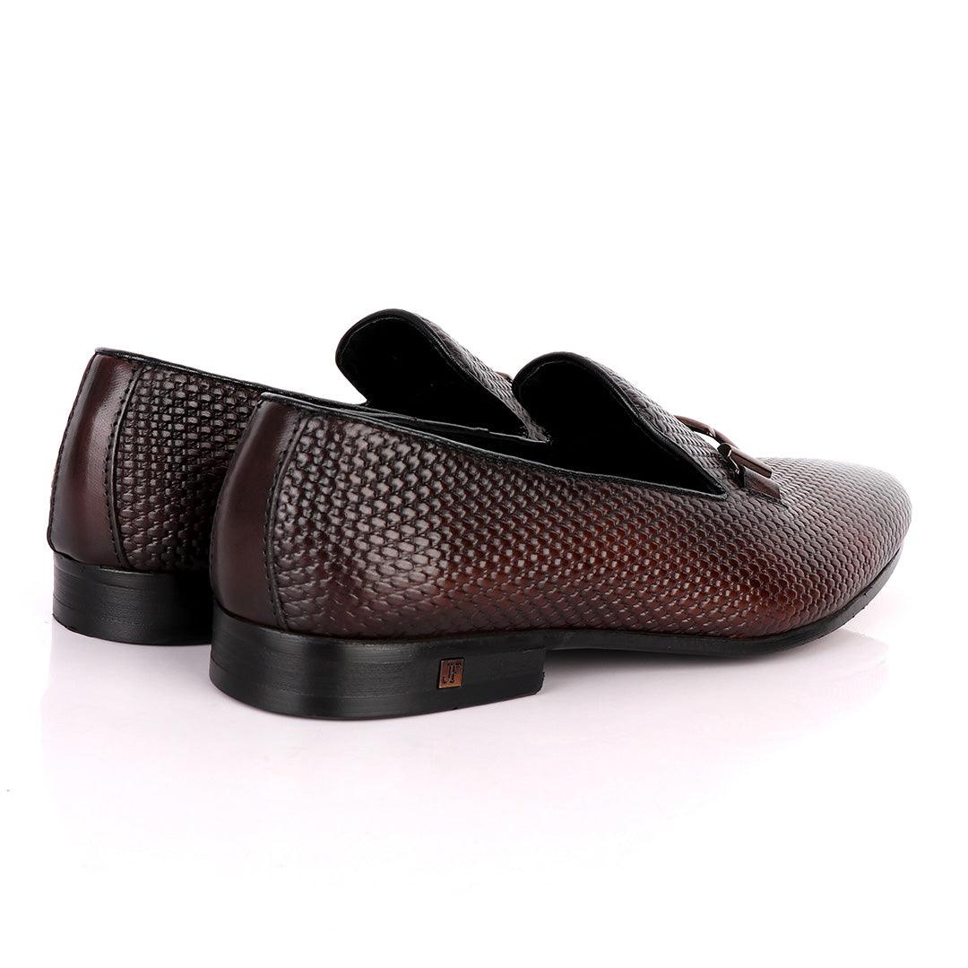 John Foster Classic Coffee Basket Mode Leather Formal Shoe - Obeezi