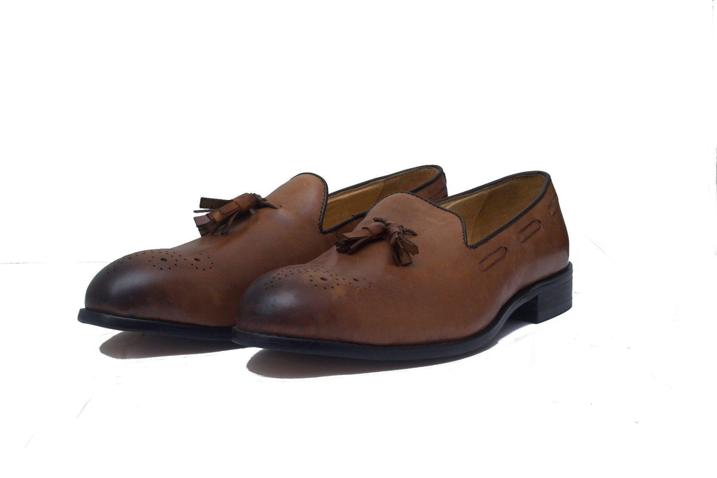 John Foster Classic Leather Tassel Brown Shoe - Obeezi
