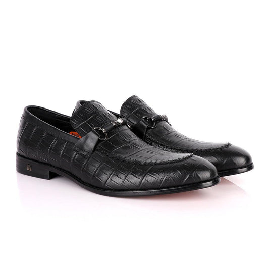 John Foster Classy Black Chain Head Leather Formal Shoe - Obeezi