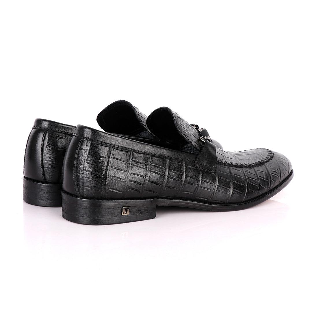 John Foster Classy Black Chain Head Leather Formal Shoe - Obeezi