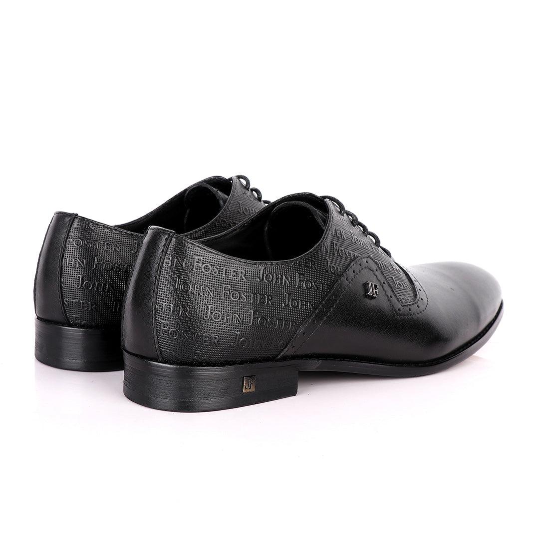 John Foster Crested Oxford Black Leather Formal Shoe - Obeezi