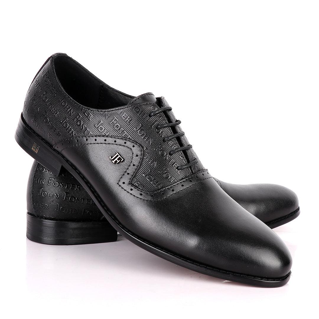 John Foster Crested Oxford Black Leather Formal Shoe - Obeezi